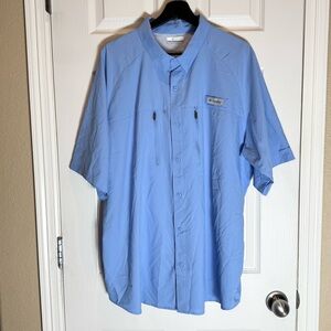 Columbia Men’s XL PFG Fishing Gear Short Sleeve Shirt Light Blue Outdoor